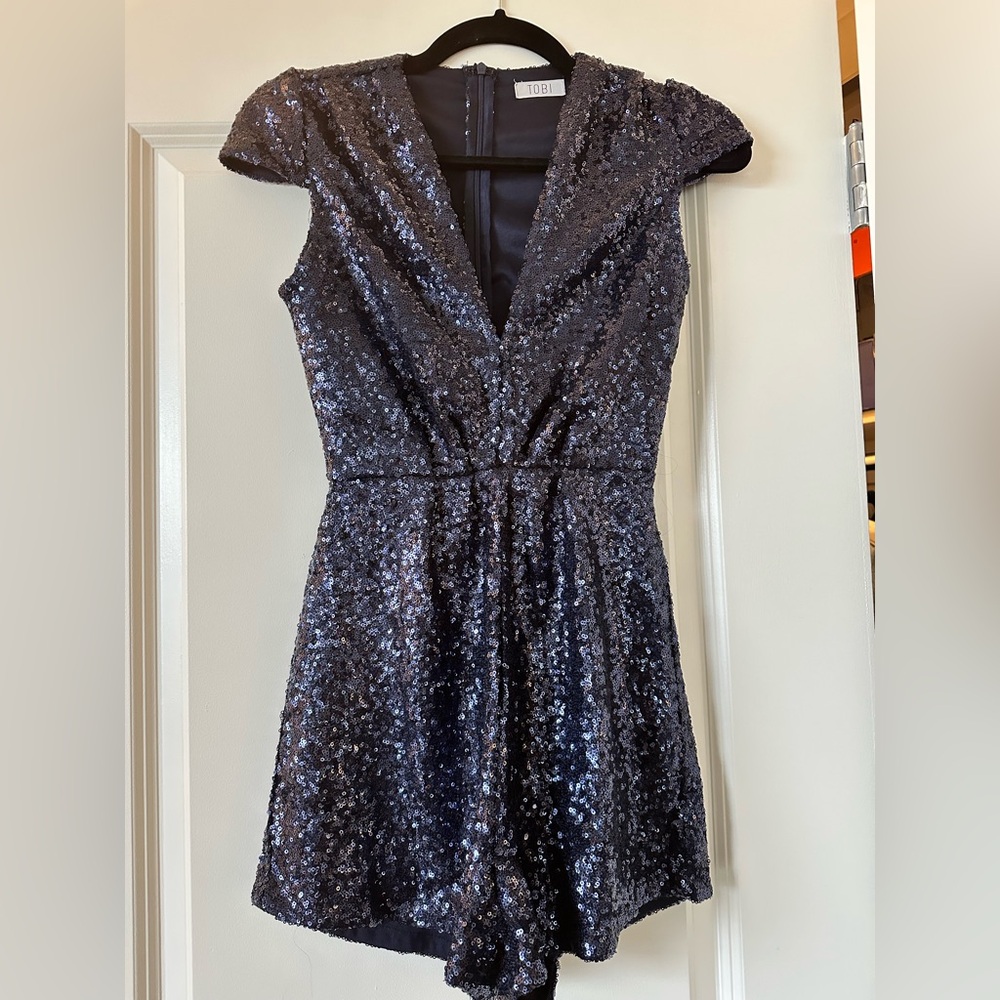 TOBI Navy Sequin Romper